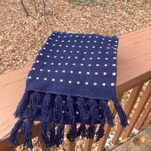 J. Crew blue and white wool scarf